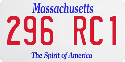 MA license plate 296RC1