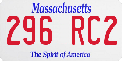 MA license plate 296RC2