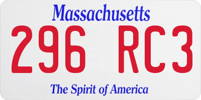 MA license plate 296RC3