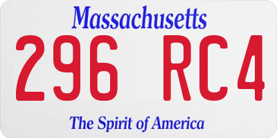 MA license plate 296RC4