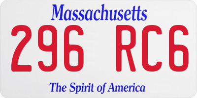 MA license plate 296RC6