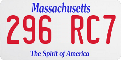 MA license plate 296RC7