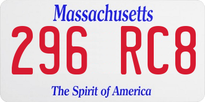 MA license plate 296RC8