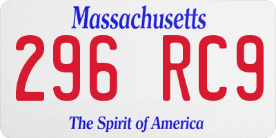 MA license plate 296RC9