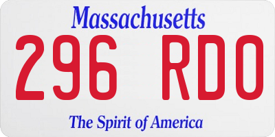 MA license plate 296RD0