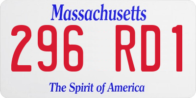 MA license plate 296RD1