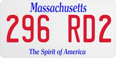MA license plate 296RD2