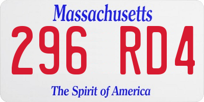 MA license plate 296RD4