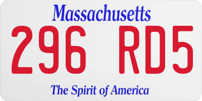 MA license plate 296RD5