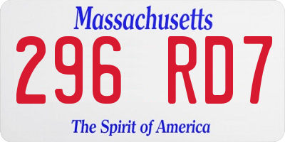 MA license plate 296RD7