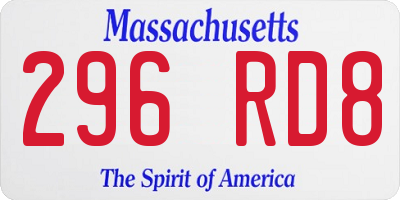 MA license plate 296RD8