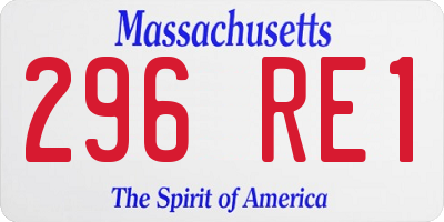 MA license plate 296RE1