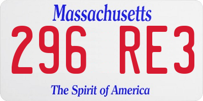 MA license plate 296RE3