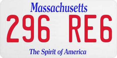 MA license plate 296RE6