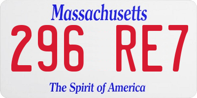 MA license plate 296RE7