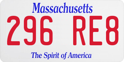 MA license plate 296RE8