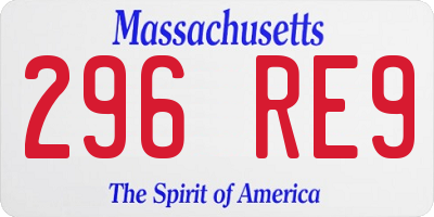MA license plate 296RE9