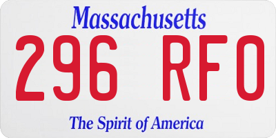 MA license plate 296RF0