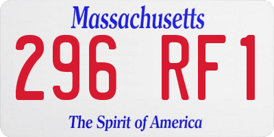 MA license plate 296RF1