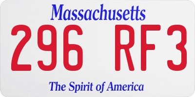 MA license plate 296RF3