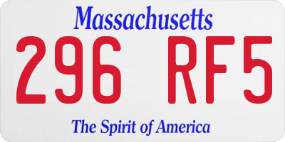 MA license plate 296RF5