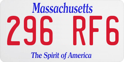 MA license plate 296RF6