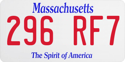 MA license plate 296RF7