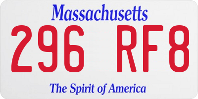 MA license plate 296RF8
