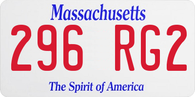 MA license plate 296RG2