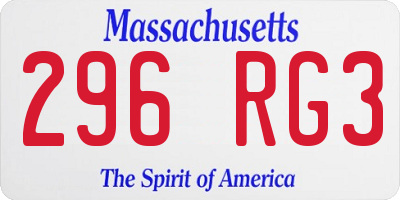 MA license plate 296RG3