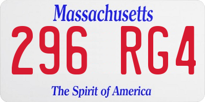 MA license plate 296RG4