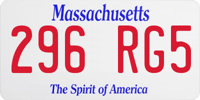 MA license plate 296RG5