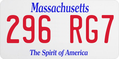 MA license plate 296RG7
