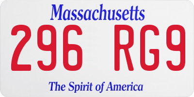 MA license plate 296RG9