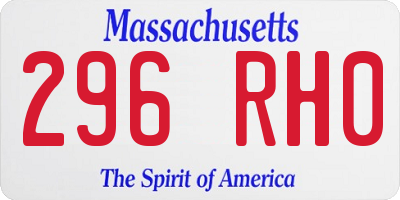MA license plate 296RH0