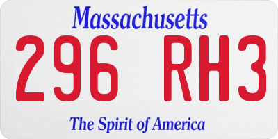 MA license plate 296RH3