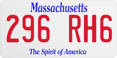 MA license plate 296RH6