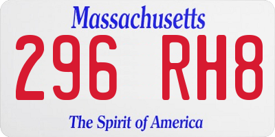 MA license plate 296RH8