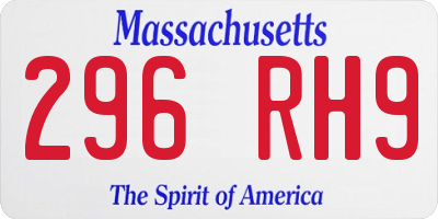 MA license plate 296RH9