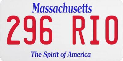 MA license plate 296RI0