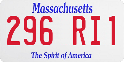 MA license plate 296RI1