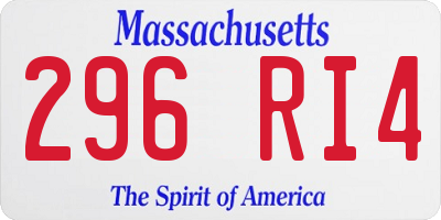 MA license plate 296RI4