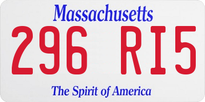 MA license plate 296RI5