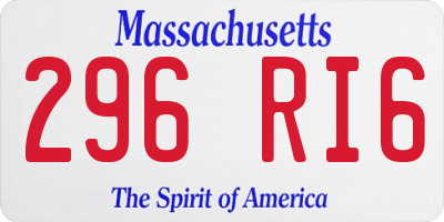 MA license plate 296RI6
