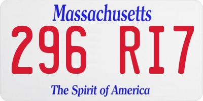MA license plate 296RI7