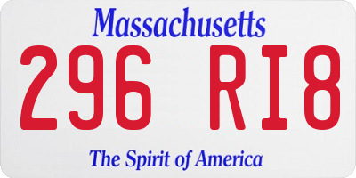 MA license plate 296RI8
