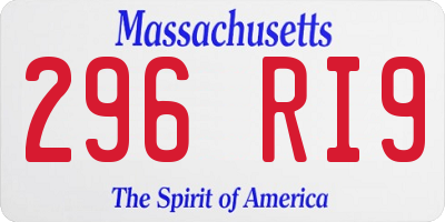MA license plate 296RI9