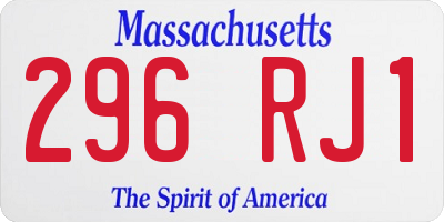 MA license plate 296RJ1
