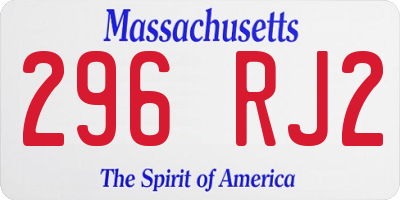 MA license plate 296RJ2