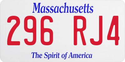 MA license plate 296RJ4